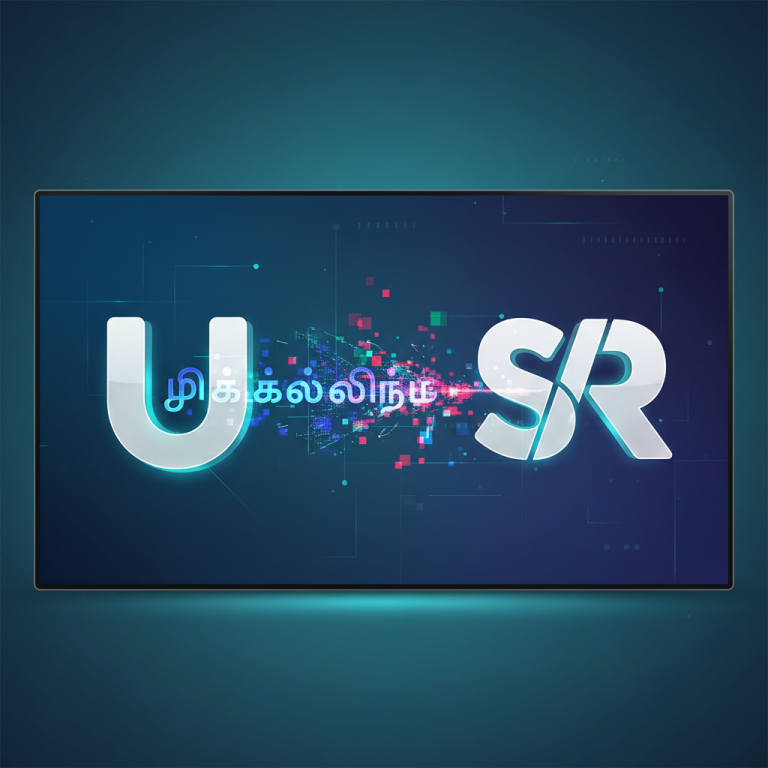 Digital graphic illustrating the transformation of Tamil Unicode text data.