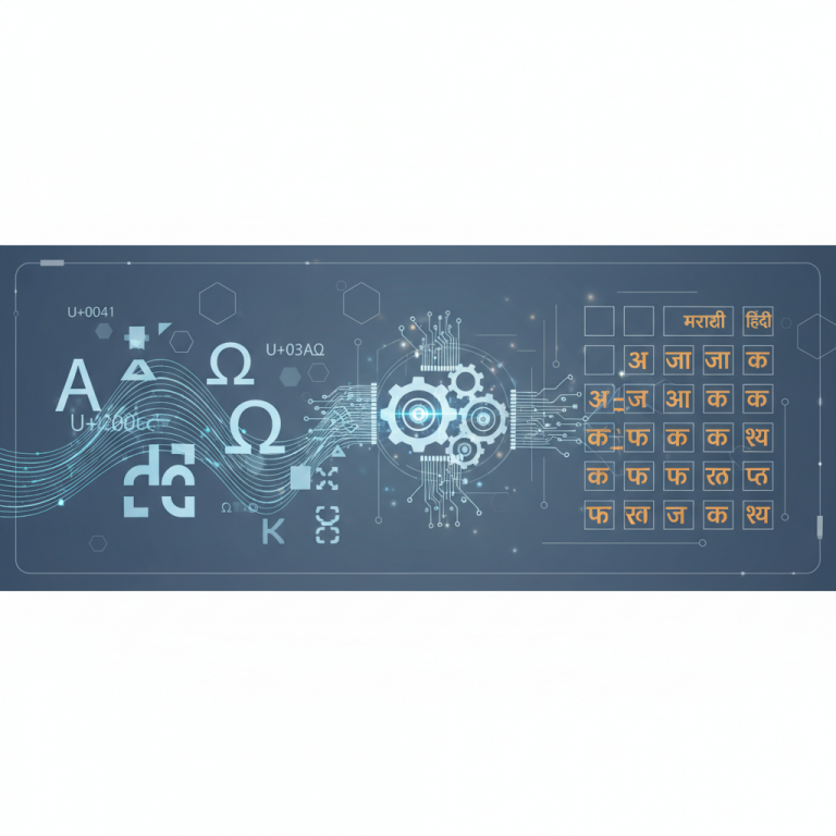 यूनिकोड टू चाणक्य कन्वर्टर प्रक्रिया को दर्शाता हुआ एक ग्राफ़िक चित्र।