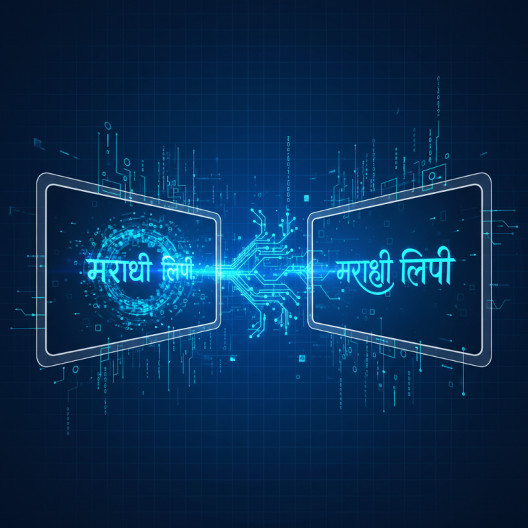 यूनिकोड से श्री लिपि कनवर्टर की प्रक्रिया दर्शाती डिजिटल ग्राफिक।