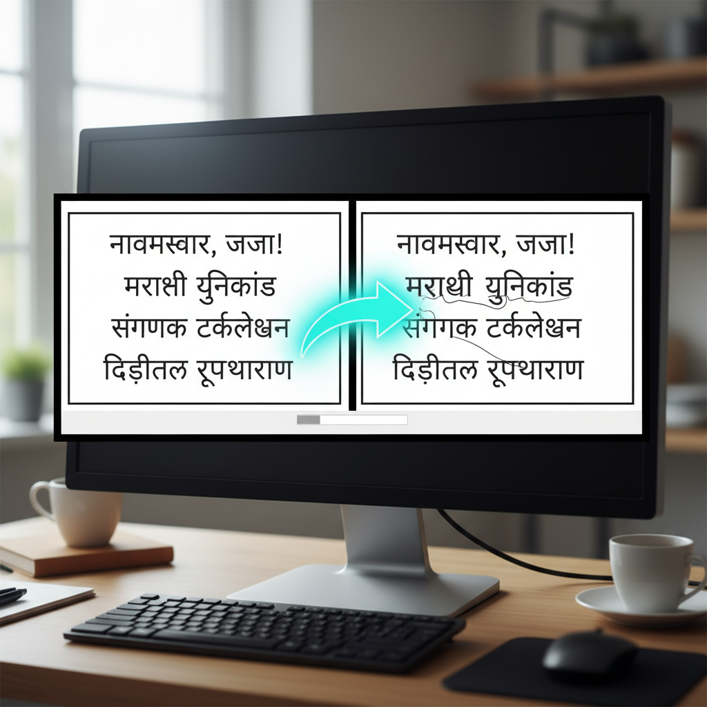 Conversion Success: Unicode to DG Visualizing successful Unicode to DG Converter results on a computer screen.