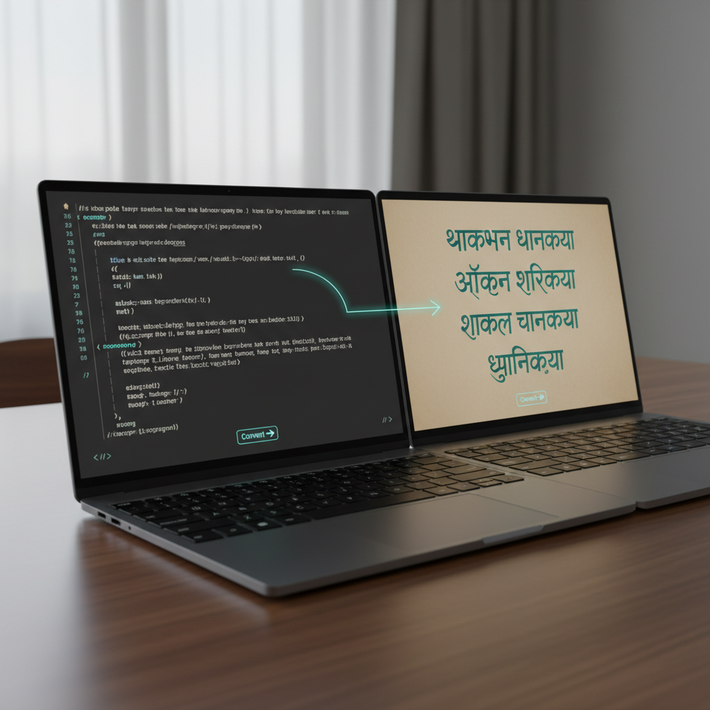 Walkman Chanakya Conversion Interface Interface illustration of a Unicode to Walkman Chanakya converter tool