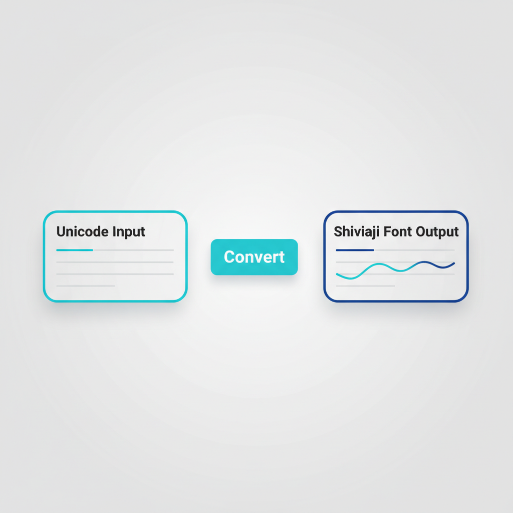 Conversion Tool Interface Flow Visual diagram of the Unicode to Shivaji Converter tool process.