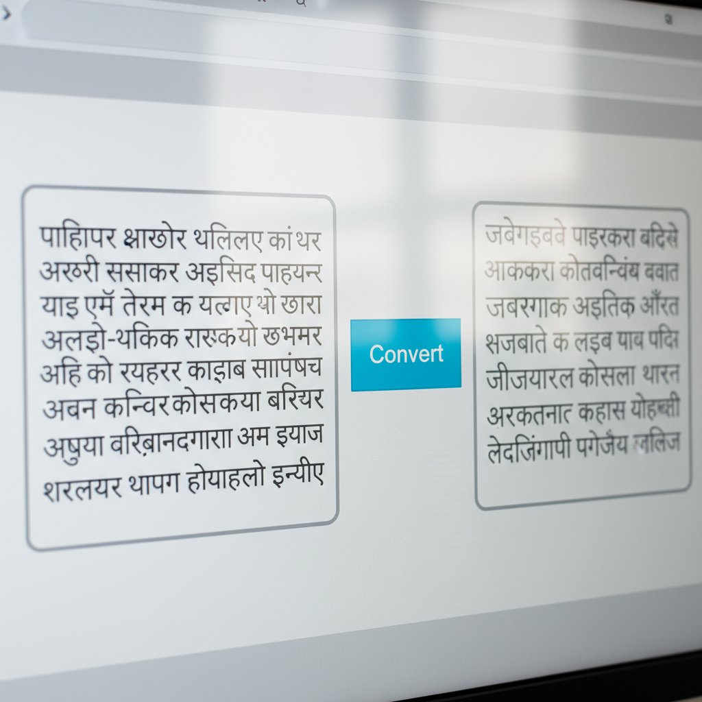 Step-by-Step Conversion Tool View Visual representation of the Unicode to DVB TT Surekh converter process on a digital interface.