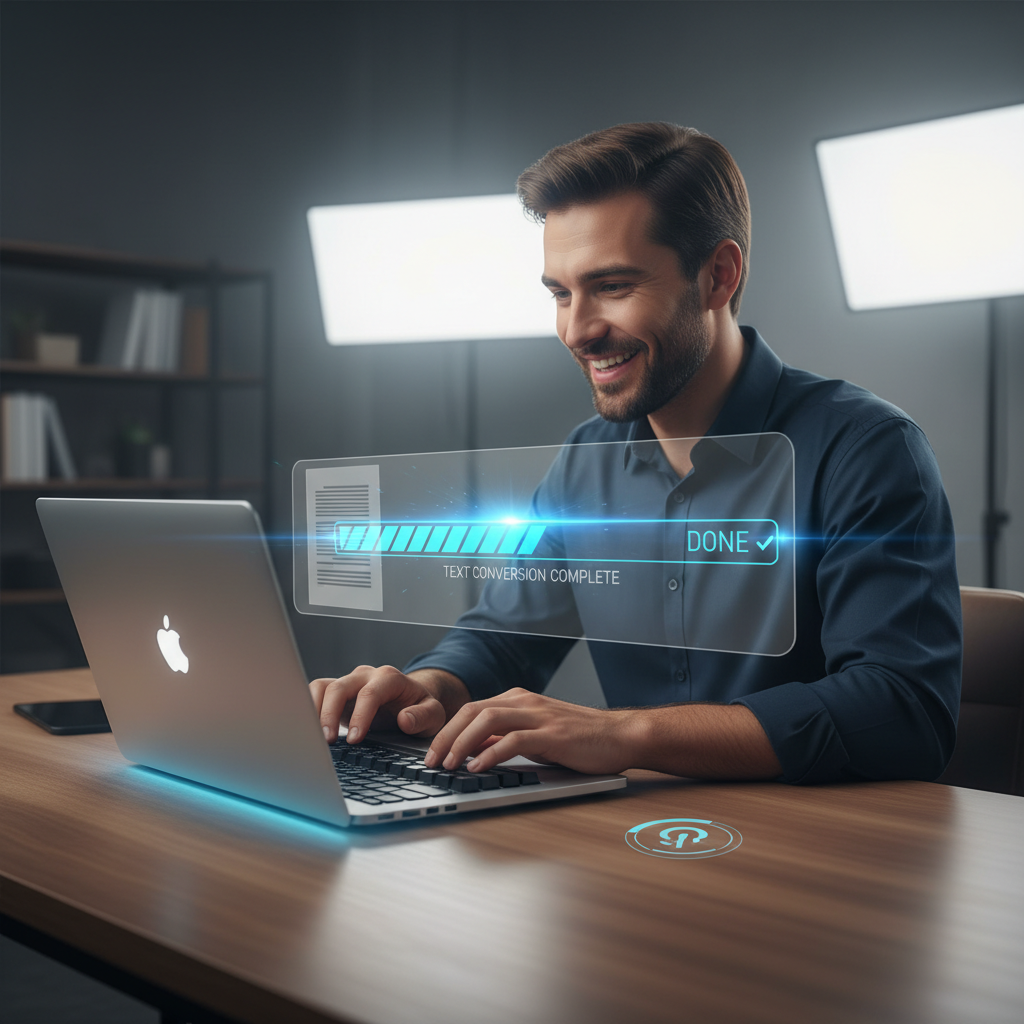 तीव्र फ़ॉन्ट रूपांतरण टेक्स्ट रूपांतरण की गति और दक्षता दर्शाती हुई छवि।