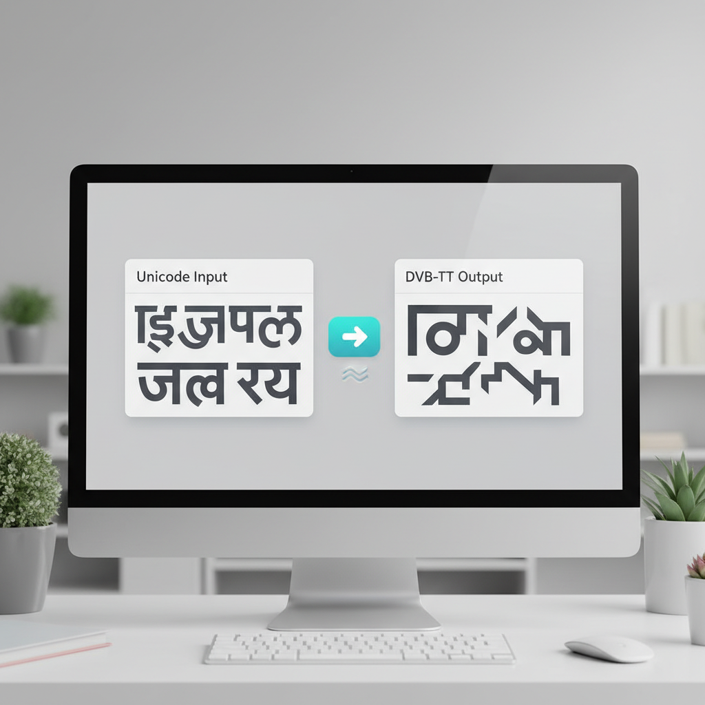 ऑनलाइन फॉन्ट कन्वर्टर यूनिकोड से डीवीबी-टीटी फॉन्ट कन्वर्टर इंटरफेस