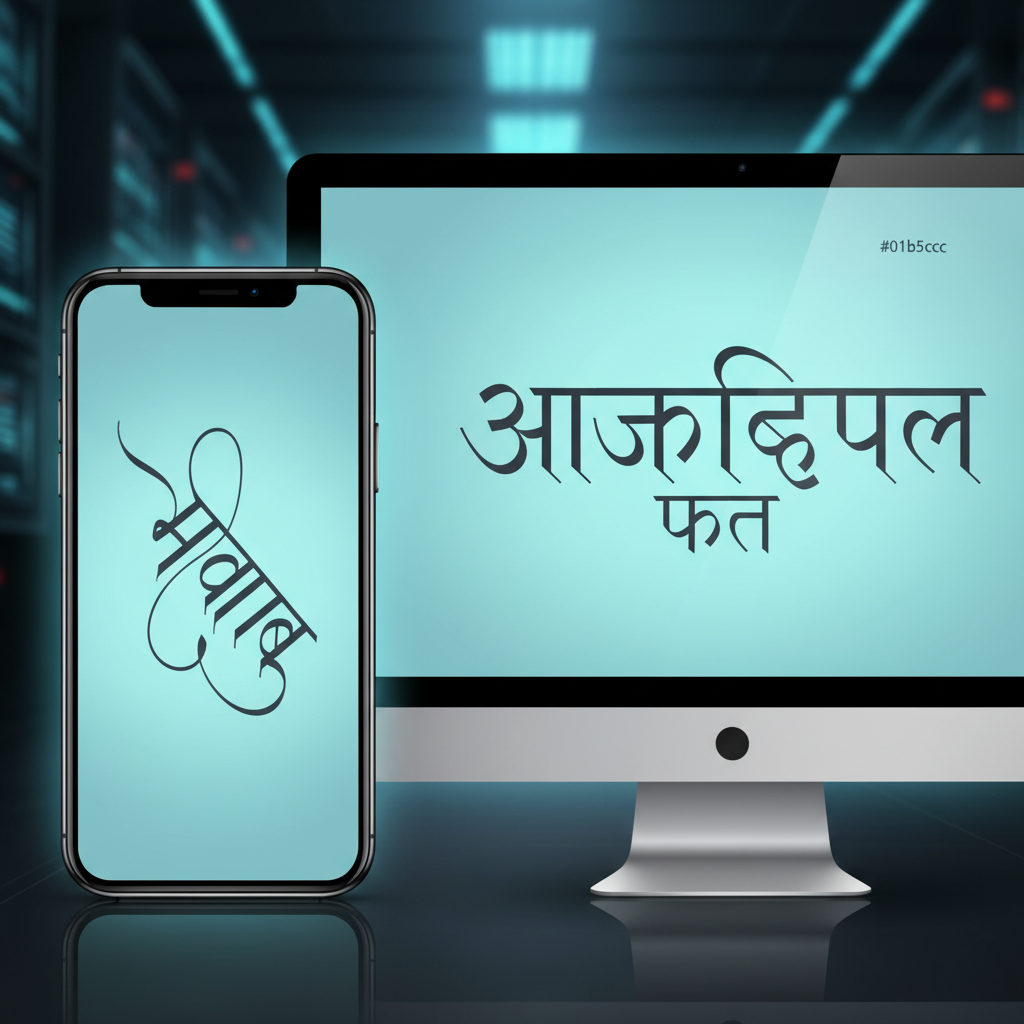 दो फॉन्ट मानक यूनिकोड और एएमएस फॉन्ट की तुलना