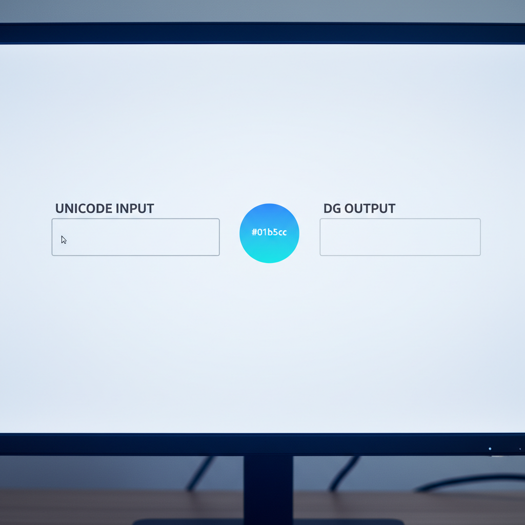 यूनिकोड रूपांतरण प्रक्रिया ऑनलाइन टेक्स्ट कन्वर्टर इंटरफेस का दृश्य।