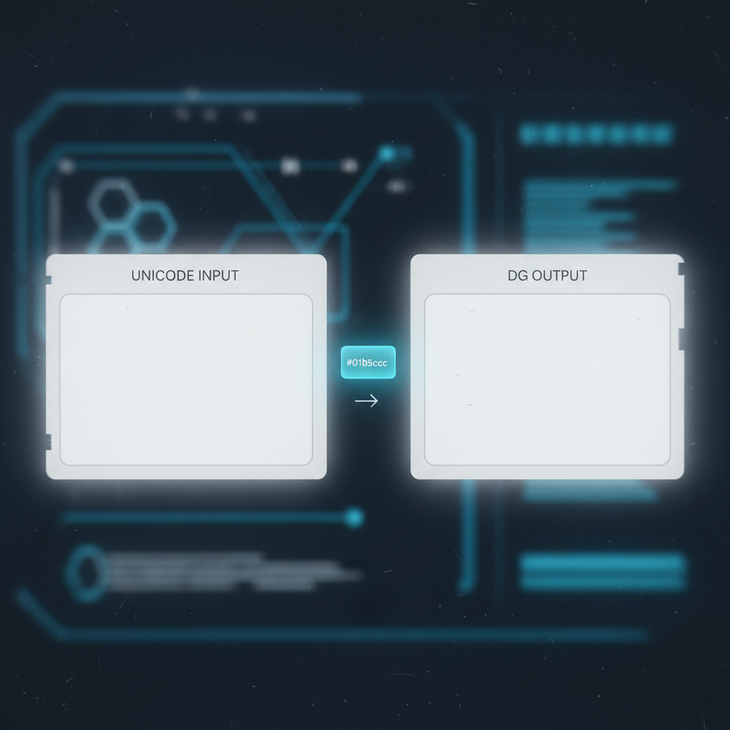 कन्वर्टर टूल इंटरफ़ेस ऑनलाइन यूनिकोड टू डीजी कन्वर्टर इंटरफ़ेस