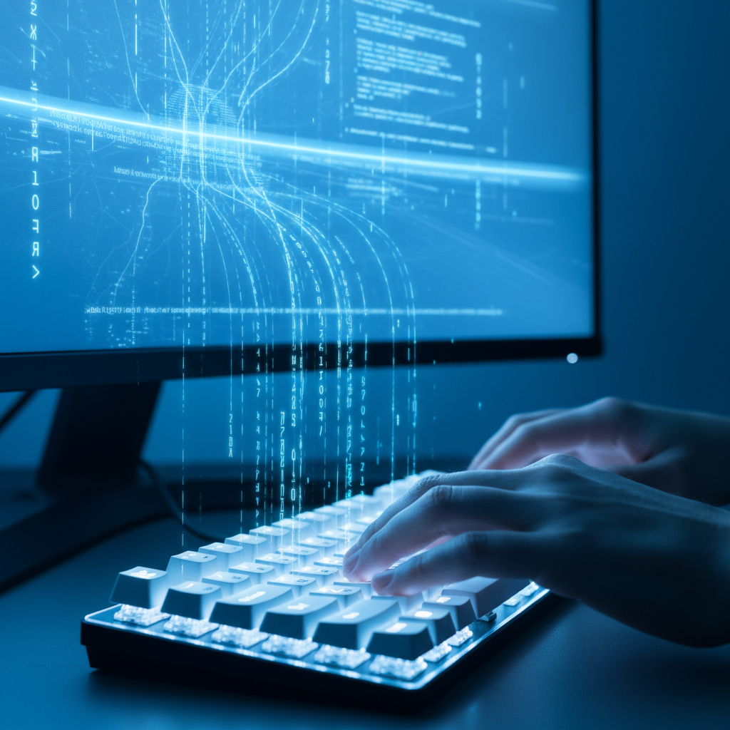 जलद फॉन्ट रूपांतरण जलद आणि कार्यक्षम फॉन्ट रूपांतरण दर्शविणारी कीबोर्डवरील बोटे.