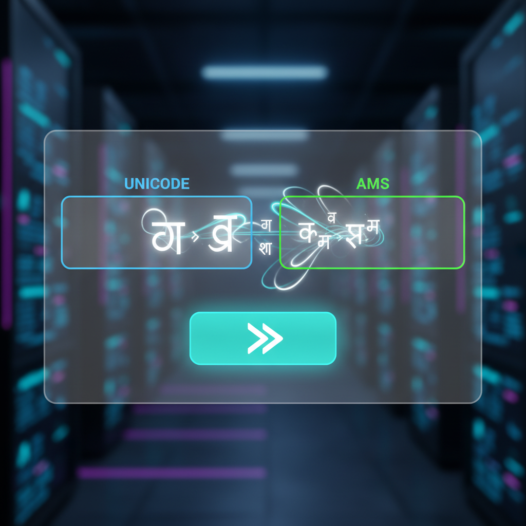 कन्व्हर्टरची कार्यप्रणाली युनिकोड ते एएमएस कन्व्हर्टर वापरण्याचा ऑनलाइन इंटरफेस
