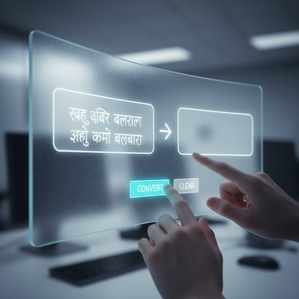 कन्व्हर्टर वापरण्याची सोपी पद्धत फॉन्ट रूपांतरण साधनाचा वापर करतानाचे दृश्य.