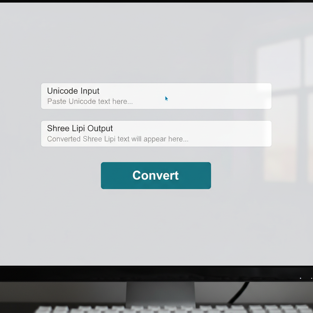 युनिकोड ते श्री लिपी कन्व्हर्शन टूल ऑनलाईन फॉन्ट कन्व्हर्टर टूलचा इंटरफेस