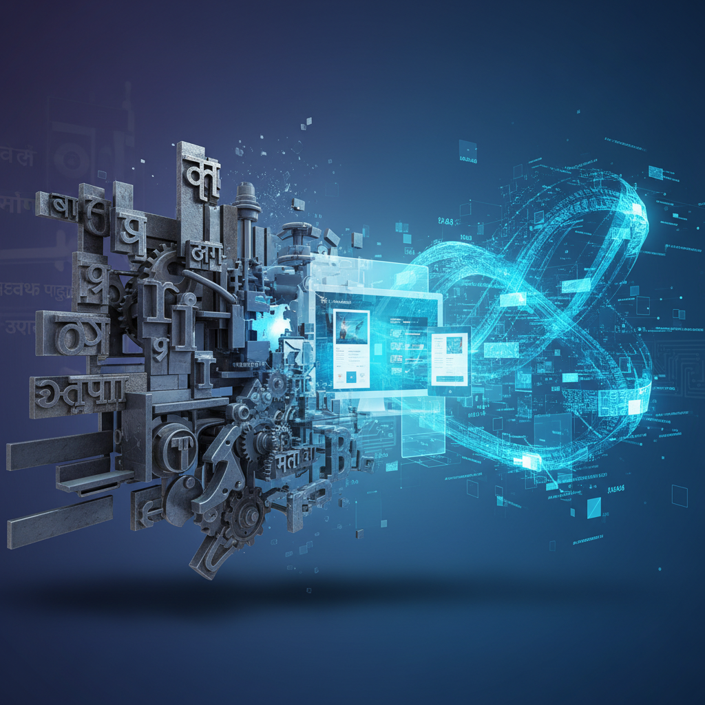 लेगसी आणि आधुनिक फॉन्ट श्री लिपी फॉन्ट छपाई आणि युनिकोडचे मिश्रण.