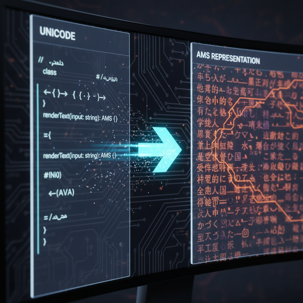 Converter Tool Output Demonstration Screen display demonstrating the quick and accurate output of a Unicode to AMS Converter.