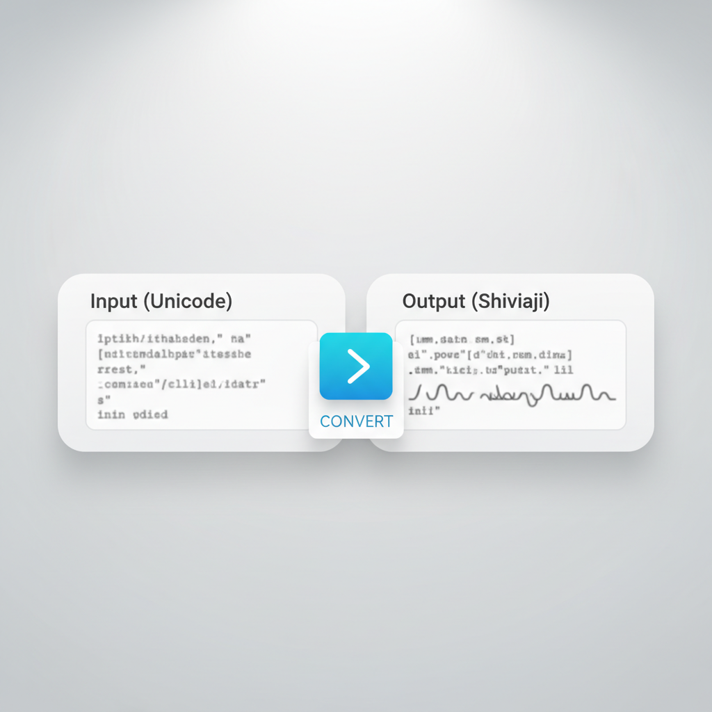 Converter Interface Workflow Mockup of the Unicode to Shivaji Converter interface showing input and output fields.