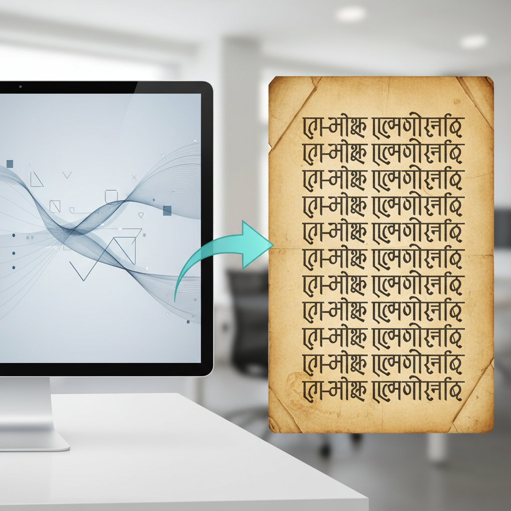 फॉन्ट रूपांतरण प्रक्रिया का चित्रण यूनिकोड और डीवी अलंकार फॉन्ट की तुलना