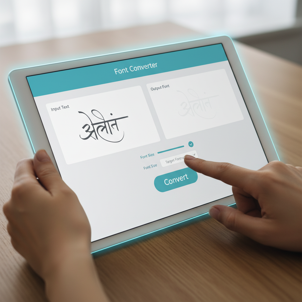 रूपांतरण प्रक्रिया यूनिकोड इनफिनिटी कन्वर्टर टूल का उपयोग करते हुए