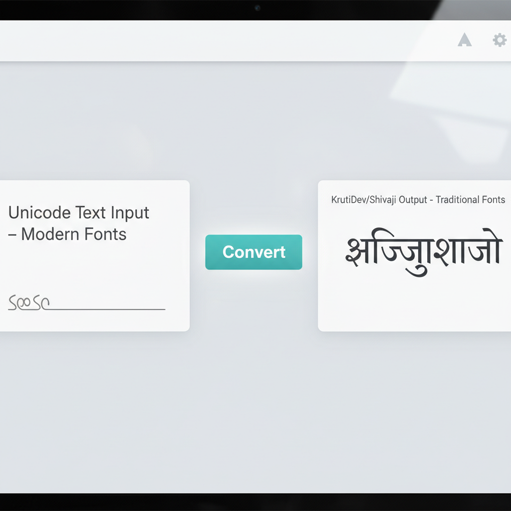 ऑनलाइन युनिकोड कनव्हर्टर टूलचा इंटरफेस