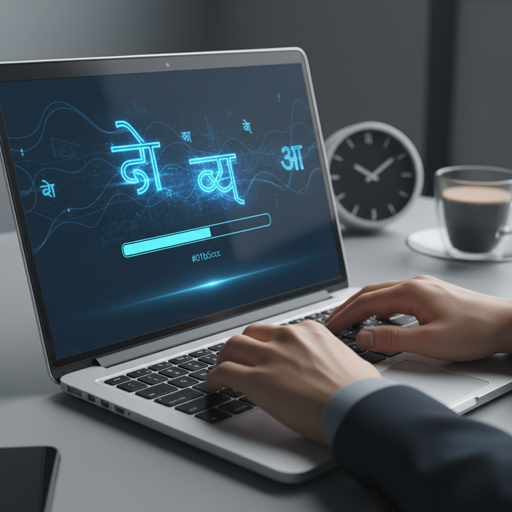फॉन्ट रूपांतरणासाठी लॅपटॉपवर काम युनिकोड ते डीजी कन्व्हर्टर वापरण्याची प्रक्रिया